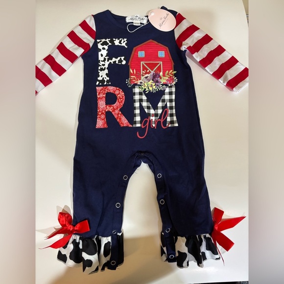 marie nicole Other - Farm Girl Baby Romper NWT